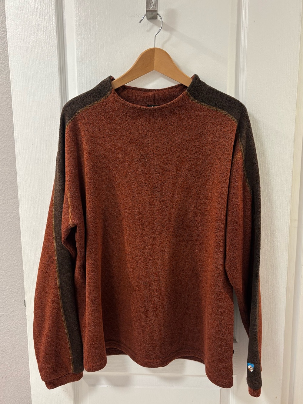 Vintage Kuhl Alfpaca Fleece Color Block Mock Neck Sweatshirt Outdoorsy Granola